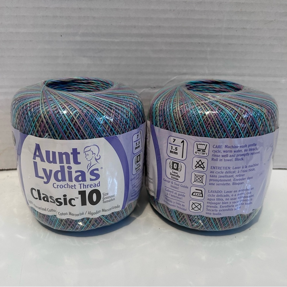 2 packs of Aunt Lydias Crochet Thread Classic size 10 - MONET MULTI